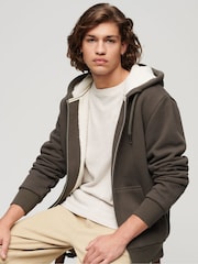 Superdry Vintage Black Essential Borg Lined Zip Hoodie - Image 1 of 8