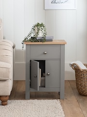 Dove Grey Malvern Oak Effect Storage Side Table - Image 3 of 9