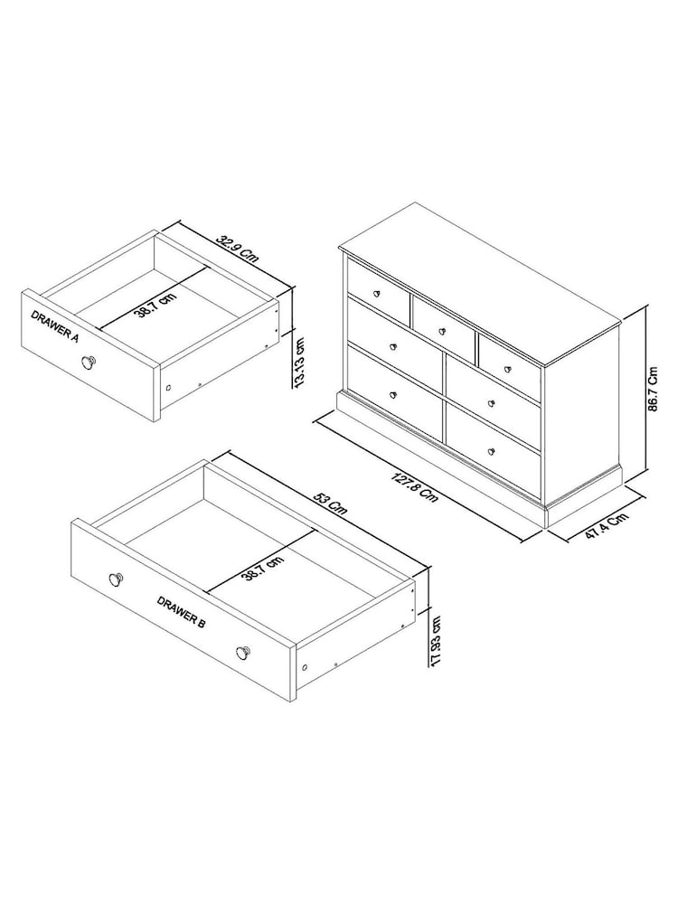Bentley Designs Cotton Grey Ashby 3-4 Drawer Chest - Image 2 of 2