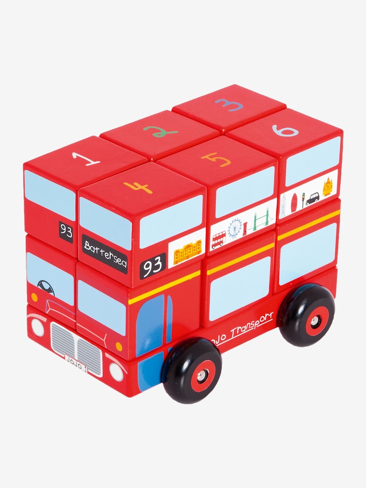 JoJo Maman Bébé London Bus Wooden Block Stacker - Image 1 of 2