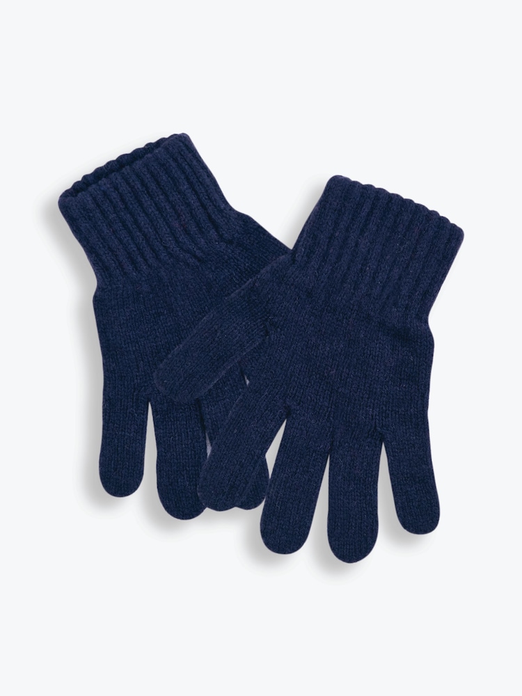 JoJo Maman Bébé Navy Plain Knitted Gloves - Image 1 of 2