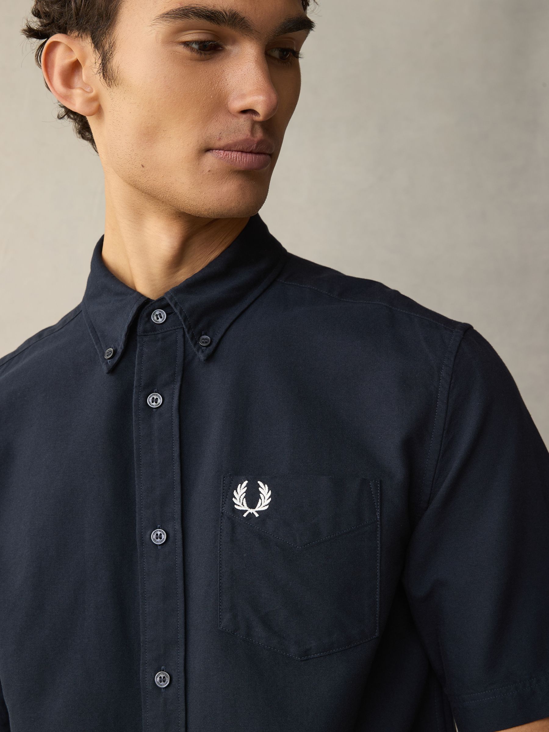 Fred perry navy short sleeve shirt cheap