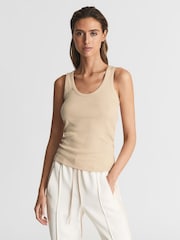 Reiss Neutral Violet Scoop Neck Jersey Vest Top - Image 1 of 5