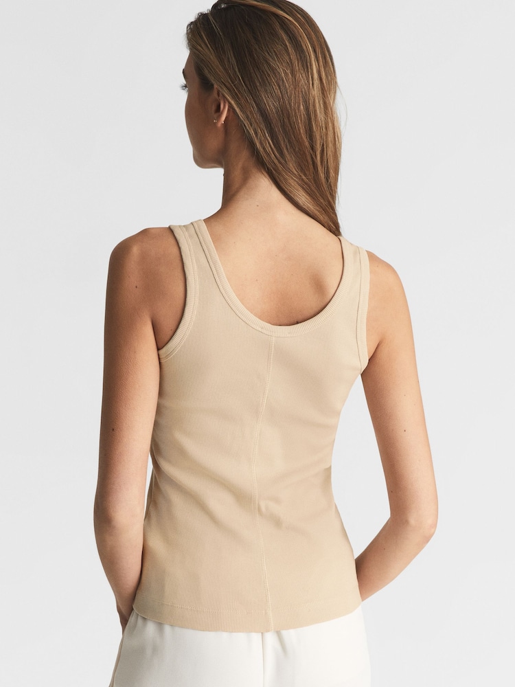 Reiss Neutral Violet Scoop Neck Jersey Vest Top - Image 5 of 5