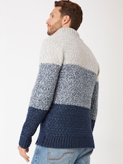 FatFace Blue Calder Ombré Striped Half Neck Jumper - Image 2 of 3