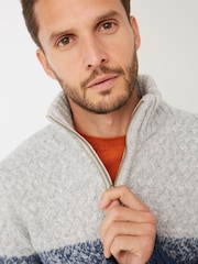 FatFace Blue Calder Ombré Striped Half Neck Jumper - Image 3 of 3