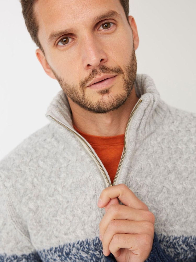 FatFace Blue Calder Ombré Striped Half Neck Jumper - Image 3 of 3