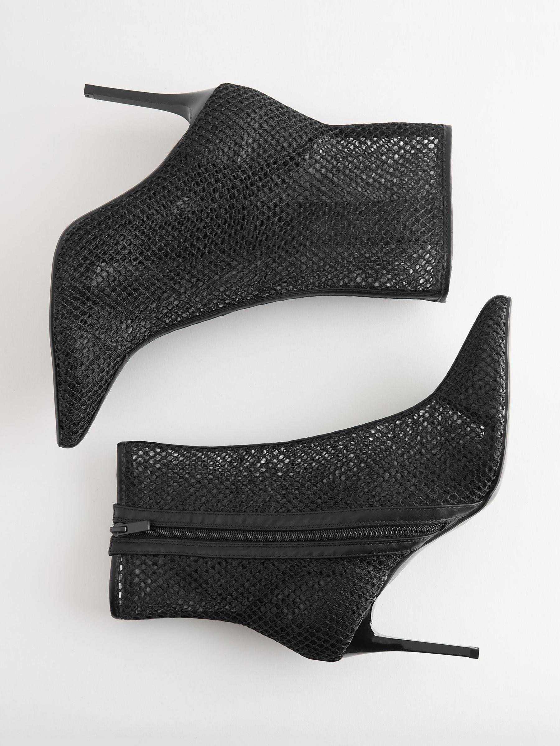靴 Offen pointed-SCALLOP MESH / BLACK Buy Black Mesh Pointed Ankle Boots from Next Austria