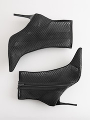 Black Mesh Pointed Ankle Boots - Image 3 of 3