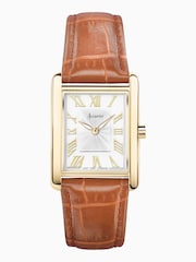 Accurist Womens Brown Rectangle Leather Strap Analogue Watch - Image 1 of 7