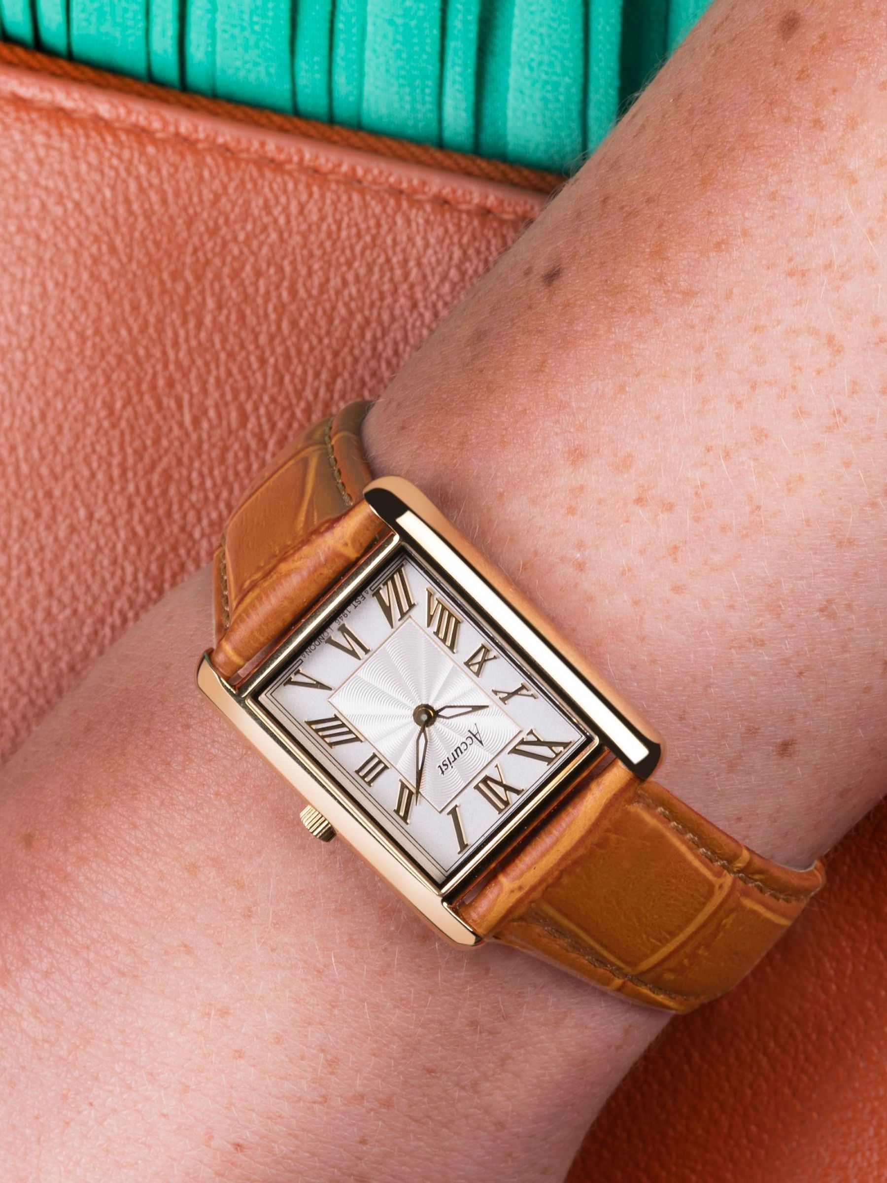 Buy Accurist Brown Rectangle Leather Strap Analogue Watch from the Next ...
