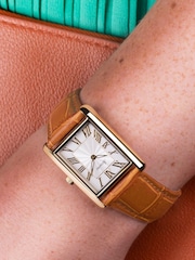 Accurist Womens Brown Rectangle Leather Strap Analogue Watch - Image 7 of 7