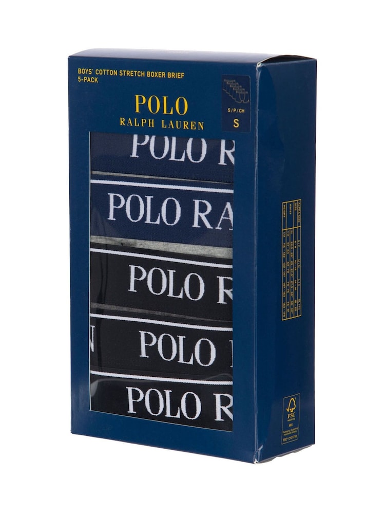 siva - Polo Ralph Lauren deški komplet 5 raztegljivih bokseric z logotipom - Slika 4 iz 4