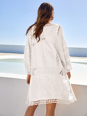 Creme - Langer Häkel-Kimono - Bild 3 von 5