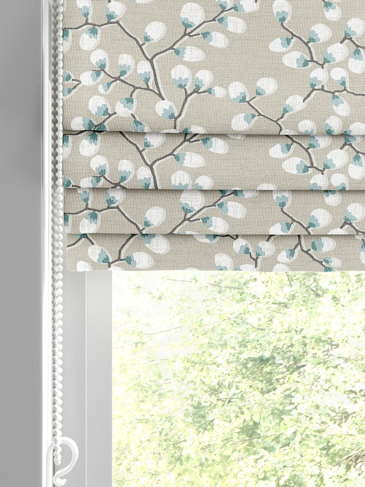 Seafoam Teal Walsh Made To Measure Roman 100% Cotton Blinds - Image 2 of 6