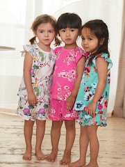 Pink/Blue Floral Short Pyjamas 3 Pack (9mths-16yrs) - Image 1 of 7