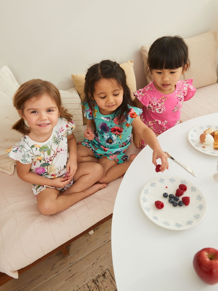Pink/Blue Floral Short Pyjamas 3 Pack (9mths-16yrs) - Image 2 of 7
