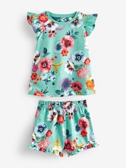 Pink/Blue Floral Short Pyjamas 3 Pack (9mths-16yrs) - Image 6 of 7