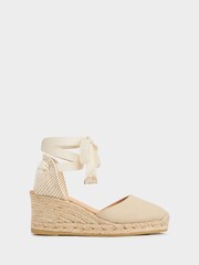LK Bennett Sand Natural Maureene Canvas Espadrille Wedges - Image 1 of 4