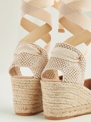 LK Bennett Sand Natural Maureene Canvas Espadrille Wedges - Image 4 of 4