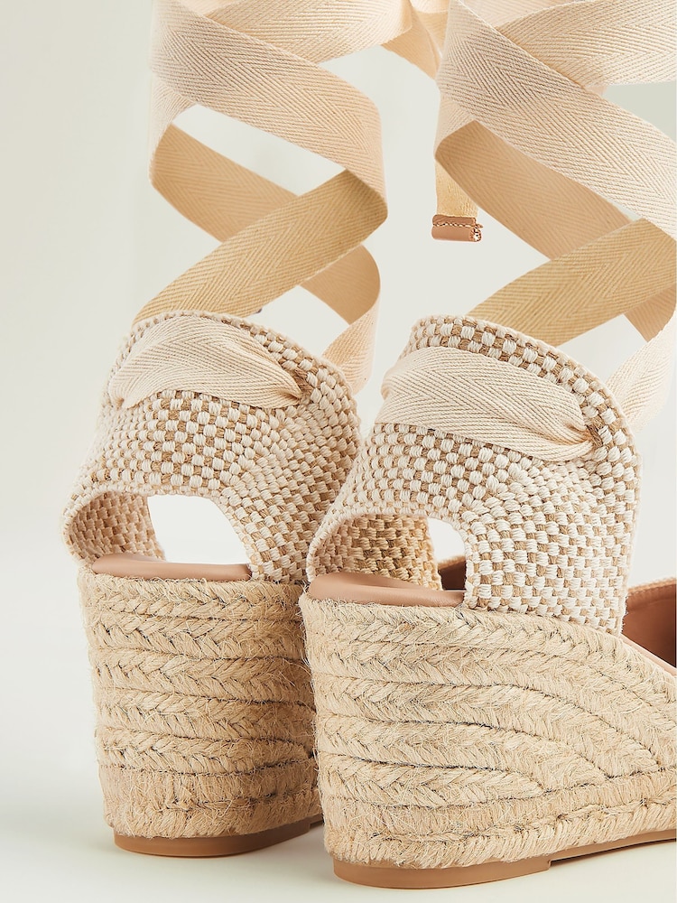 LK Bennett Sand Natural Maureene Canvas Espadrille Wedges - Image 4 of 4