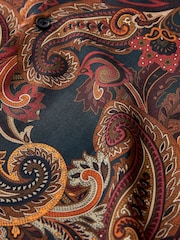 Green/Rust Brown Short Sleeve Printed Shirt With Cuban Collar - Image 8 of 8