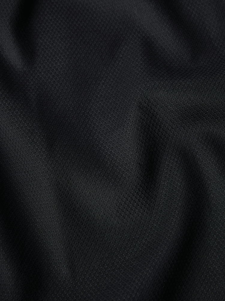 Black Slim Fit Signature Premium 100% Cotton Textured Long Sleeve Single Cuff Shirt - Image 9 of 9