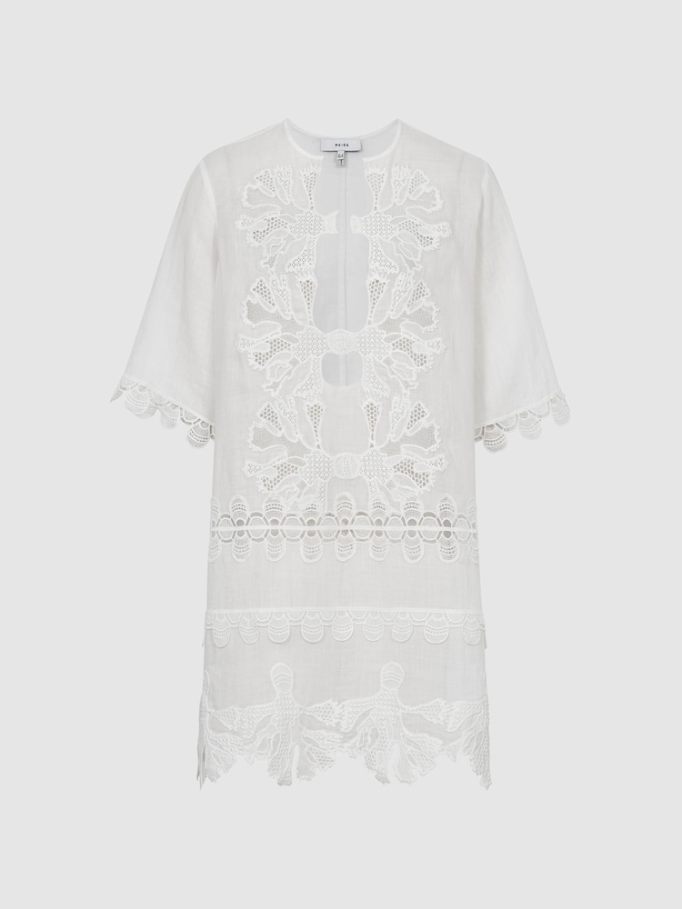 Reiss White Etta Embroidered Kaftan - Image 2 of 7