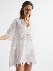 Reiss White Etta Embroidered Kaftan - Image 3 of 7