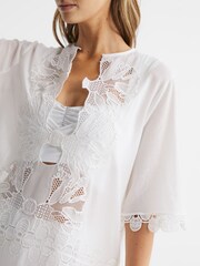 Reiss White Etta Embroidered Kaftan - Image 4 of 7