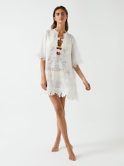 Reiss White Etta Embroidered Kaftan - Image 6 of 7