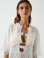 Reiss White Etta Embroidered Kaftan - Image 7 of 7