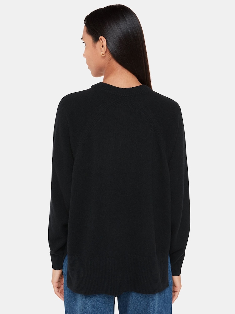 Whistles Black Ultimate Cashmere Crew Neck Jumper - Image 2 of 5