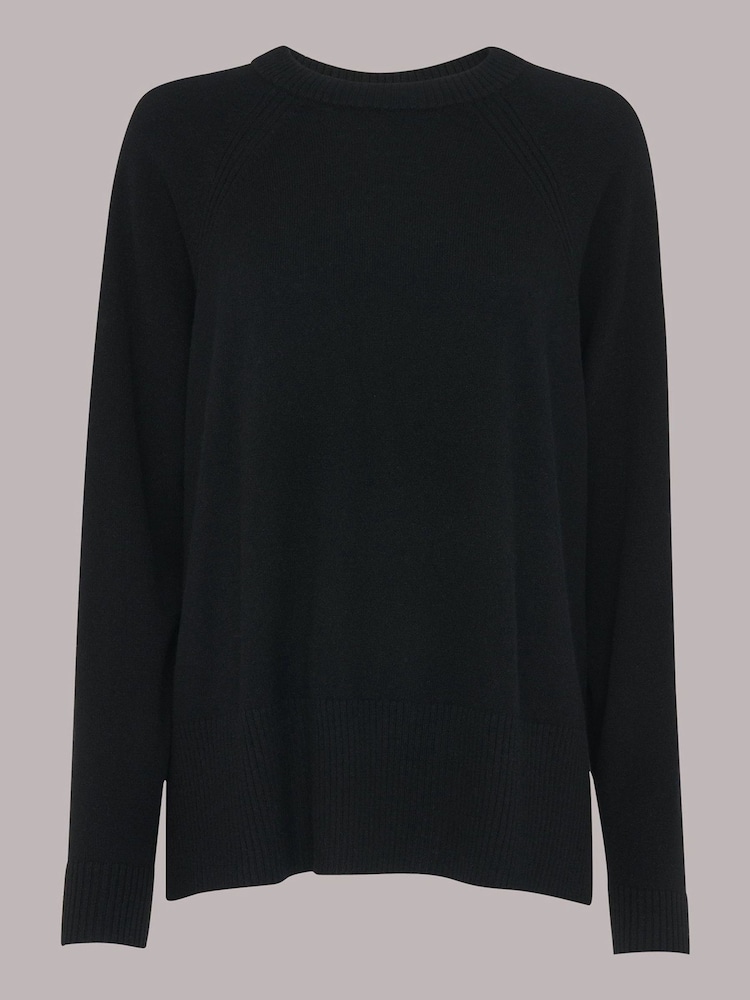 Whistles Black Ultimate Cashmere Crew Neck Jumper - Image 5 of 5