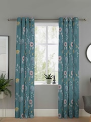 Copenhagen Home Teal Blue Olia Eyelet Curtains - Image 1 of 3
