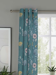 Copenhagen Home Teal Blue Olia Eyelet Curtains - Image 2 of 3