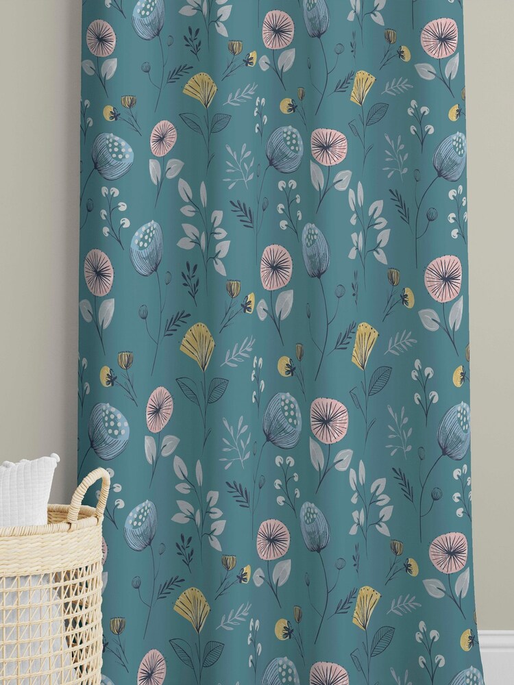 Copenhagen Home Teal Blue Olia Eyelet Curtains - Image 3 of 3