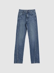Reiss Mid Blue Boston Mid Rise Straight Leg Jeans - Image 2 of 9