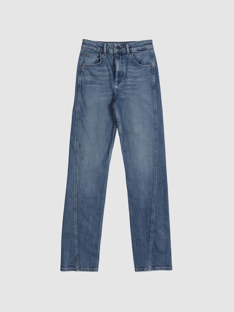 Reiss Mid Blue Boston Mid Rise Straight Leg Jeans - Image 2 of 9
