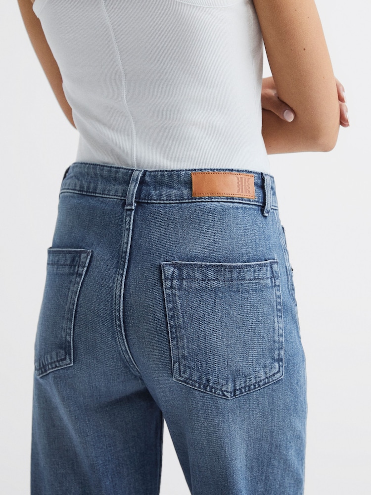 Reiss Mid Blue Boston Mid Rise Straight Leg Jeans - Image 9 of 9