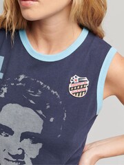 Superdry Light Blue 100% Cotton Ringspun Allstars Vintage Re-Issue Vest Top - Image 3 of 4