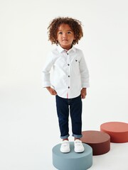 White Long Sleeve Trimmed Oxford Shirt (3mths-7yrs) - Image 2 of 9