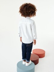 White Long Sleeve Trimmed Oxford Shirt (3mths-7yrs) - Image 4 of 9