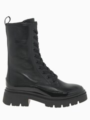 Gabor Leora Leather/Patent Black Biker Boots - Image 1 of 6