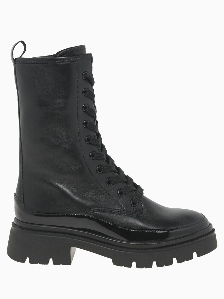 Gabor Leora Leather/Patent Black Biker Boots - Image 1 of 6