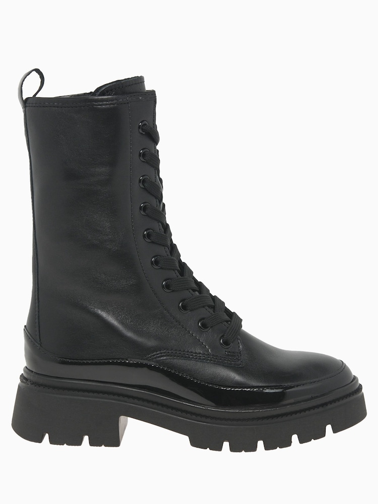 Gabor Leora Leather/Patent Black Biker Boots - Image 1 of 6 Gabor Leora Leather/Patent Black Biker Boots - Image 1 of 6