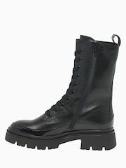 Gabor Leora Leather/Patent Black Biker Boots - Image 2 of 6