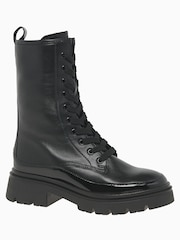 Gabor Leora Leather/Patent Black Biker Boots - Image 3 of 6