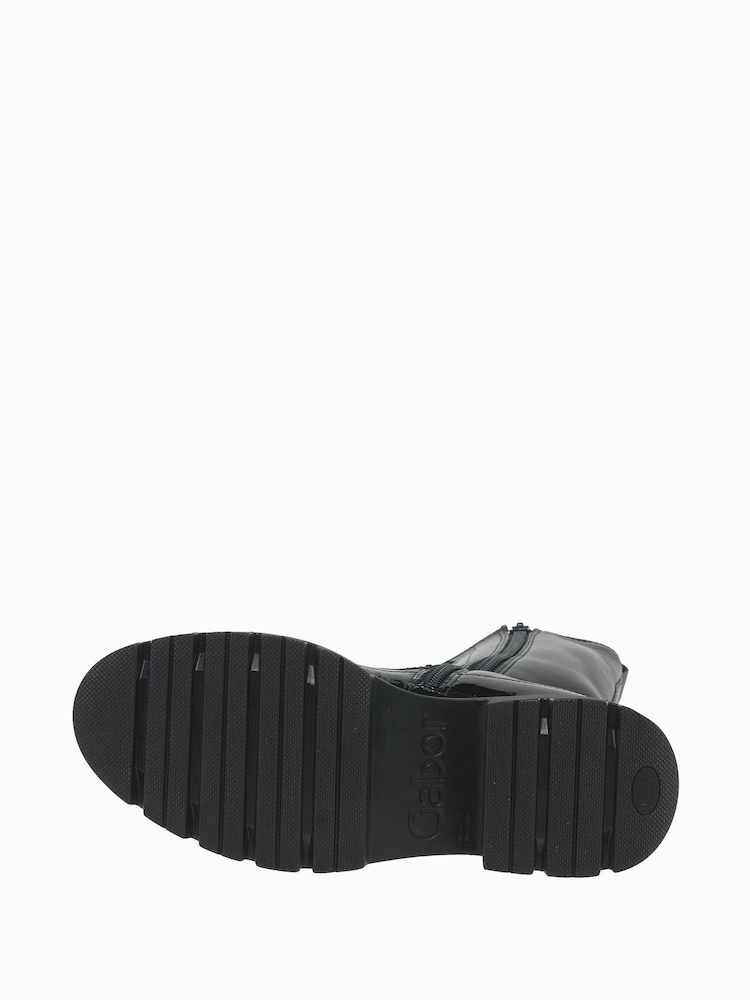 Gabor Leora Leather/Patent Black Biker Boots - Image 6 of 6