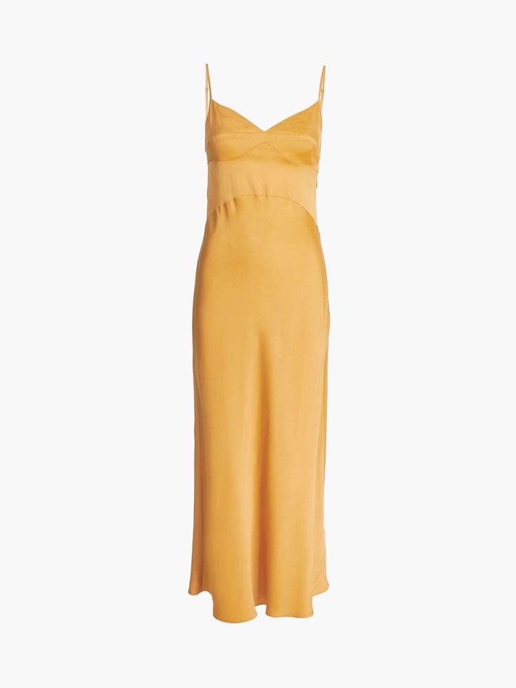 Calvin Klein Gold Satin Viscose Slip Dress - Image 4 of 4